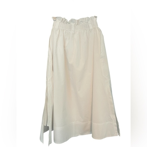 Everlane The Easy Paperbag A-Line Midi Skirt White Cotton Button Front Women’s - Picture 3 of 9